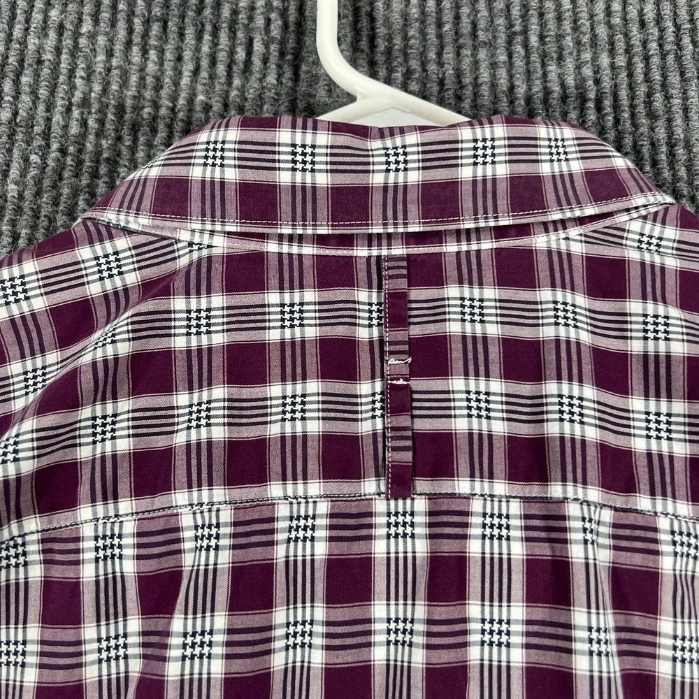 Banana Republic Shirt Mens 2XLT XXL Tall Purple Plaid Long Sleeve Button Up‎